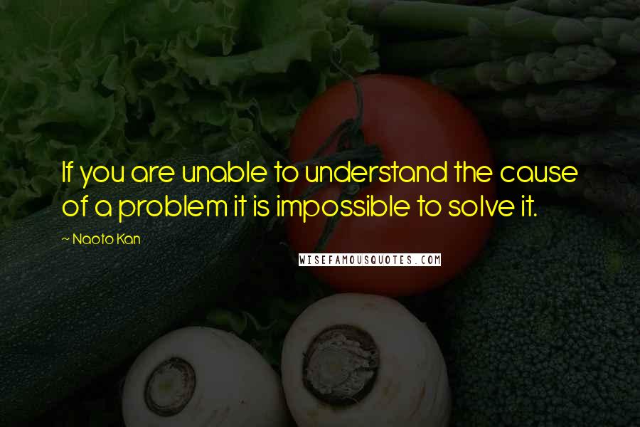 Naoto Kan Quotes: If you are unable to understand the cause of a problem it is impossible to solve it.