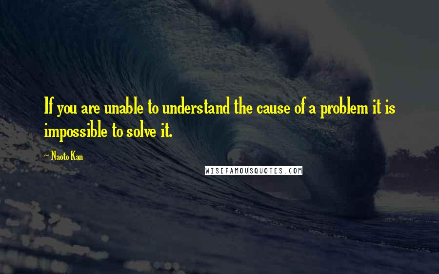 Naoto Kan Quotes: If you are unable to understand the cause of a problem it is impossible to solve it.