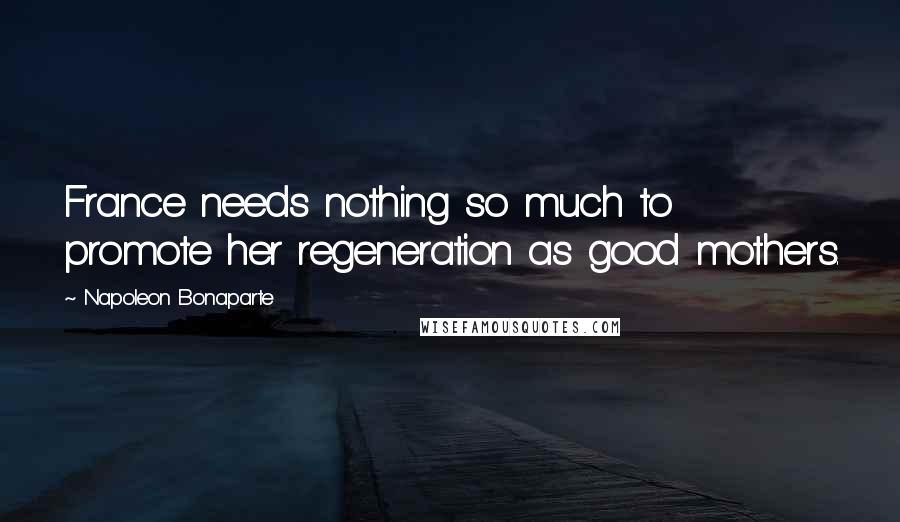 Napoleon Bonaparte Quotes: France needs nothing so much to promote her regeneration as good mothers.