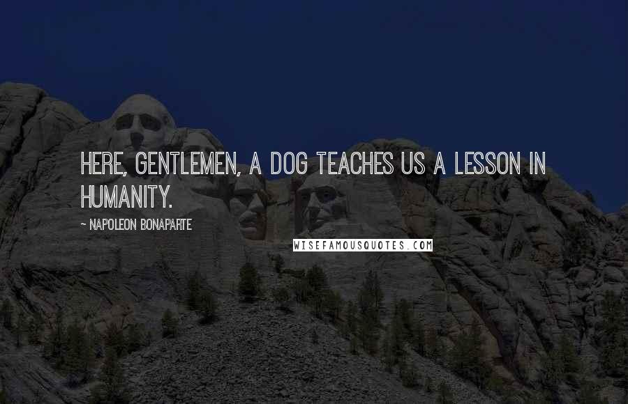 Napoleon Bonaparte Quotes: Here, Gentlemen, a dog teaches us a lesson in humanity.