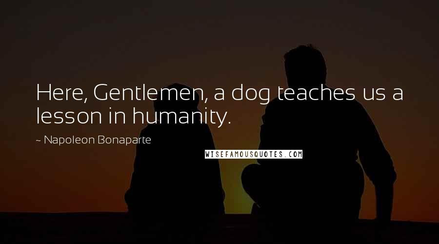 Napoleon Bonaparte Quotes: Here, Gentlemen, a dog teaches us a lesson in humanity.