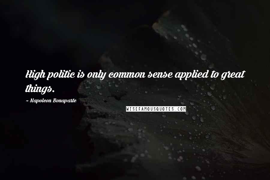 Napoleon Bonaparte Quotes: High politic is only common sense applied to great things.