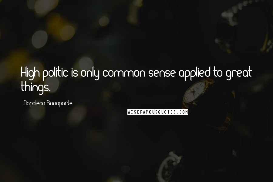 Napoleon Bonaparte Quotes: High politic is only common sense applied to great things.