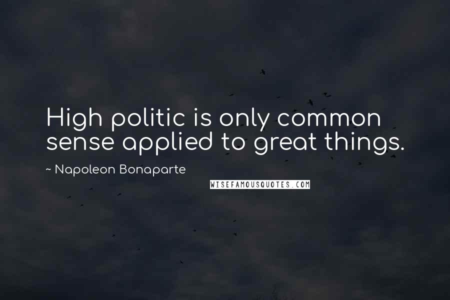 Napoleon Bonaparte Quotes: High politic is only common sense applied to great things.