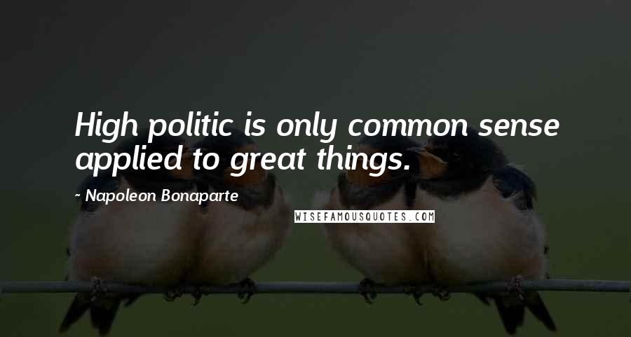 Napoleon Bonaparte Quotes: High politic is only common sense applied to great things.