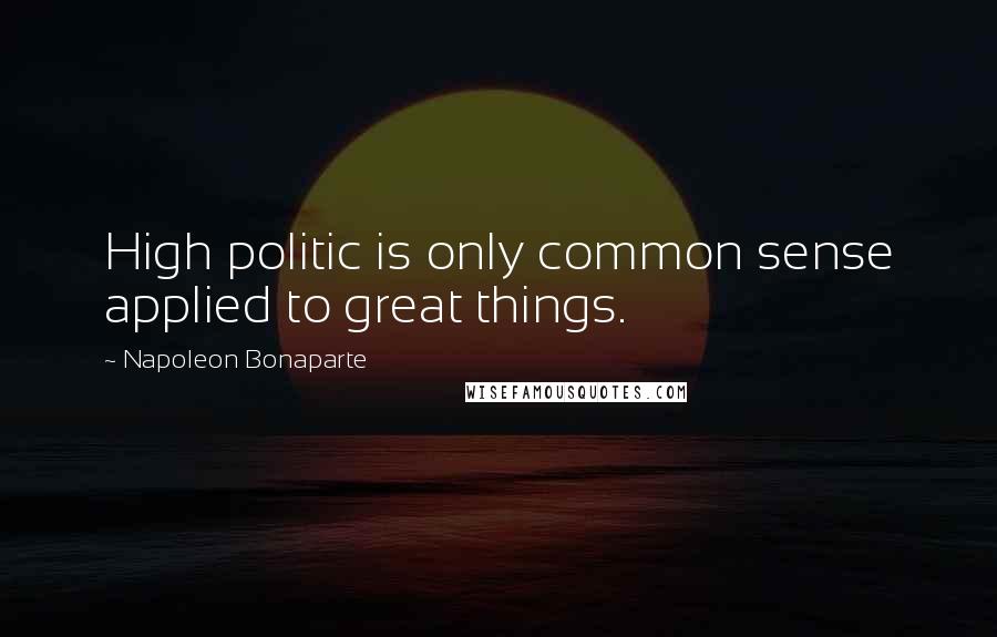 Napoleon Bonaparte Quotes: High politic is only common sense applied to great things.