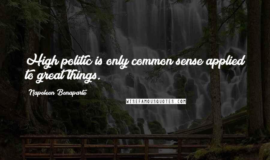 Napoleon Bonaparte Quotes: High politic is only common sense applied to great things.