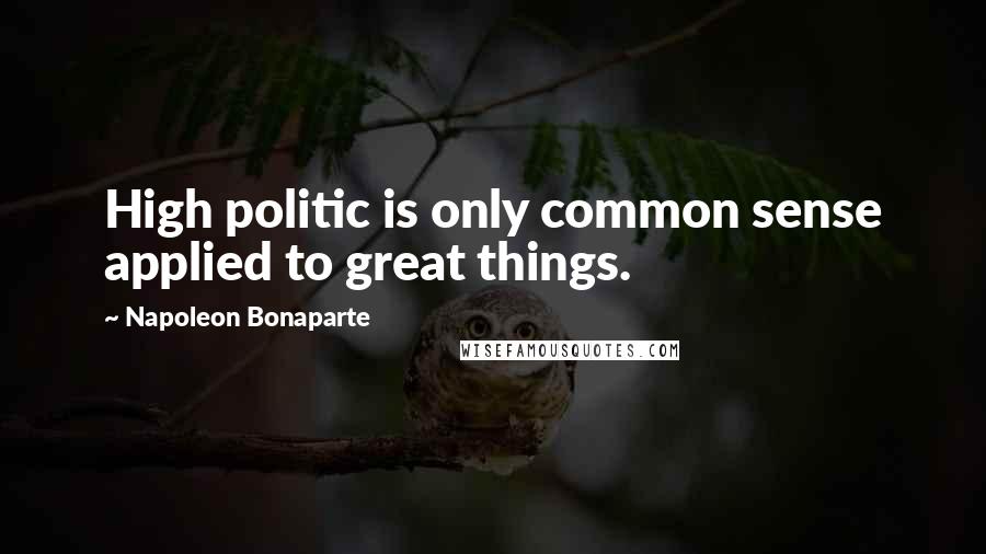 Napoleon Bonaparte Quotes: High politic is only common sense applied to great things.