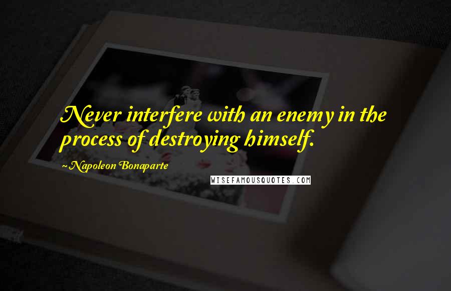 Napoleon Bonaparte Quotes: Never interfere with an enemy in the process of destroying himself.