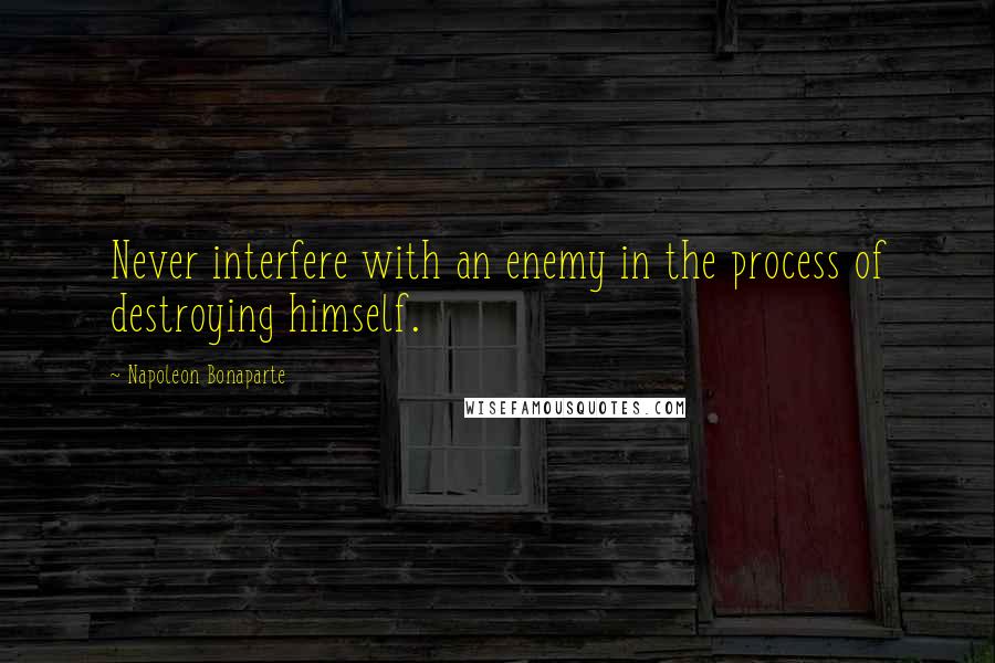 Napoleon Bonaparte Quotes: Never interfere with an enemy in the process of destroying himself.