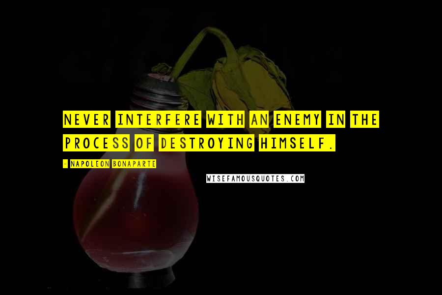 Napoleon Bonaparte Quotes: Never interfere with an enemy in the process of destroying himself.