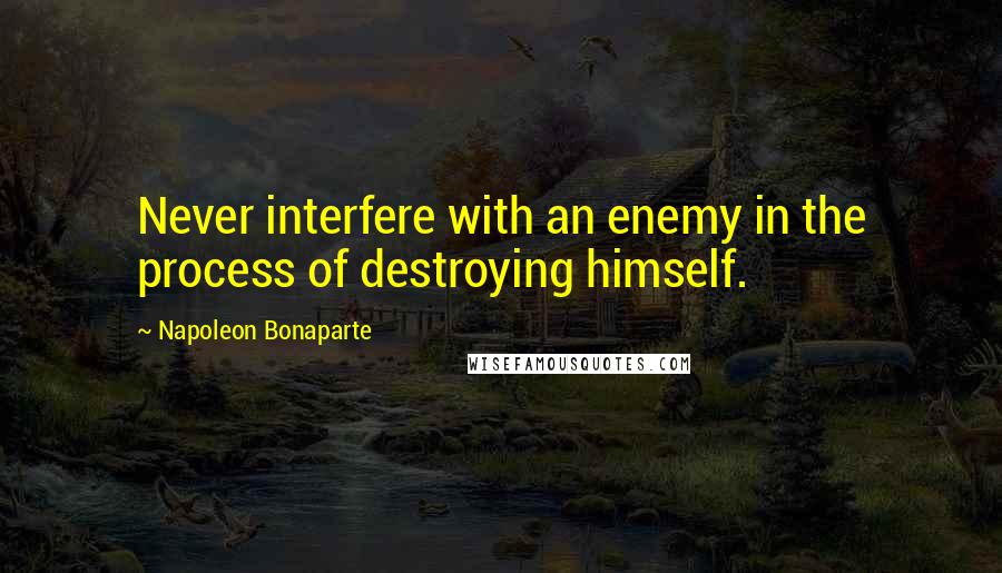 Napoleon Bonaparte Quotes: Never interfere with an enemy in the process of destroying himself.