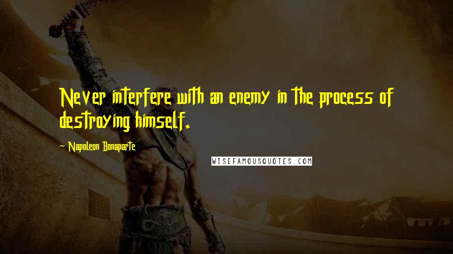 Napoleon Bonaparte Quotes: Never interfere with an enemy in the process of destroying himself.