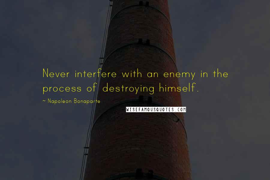 Napoleon Bonaparte Quotes: Never interfere with an enemy in the process of destroying himself.