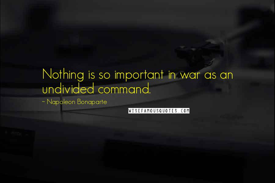 Napoleon Bonaparte Quotes: Nothing is so important in war as an undivided command.