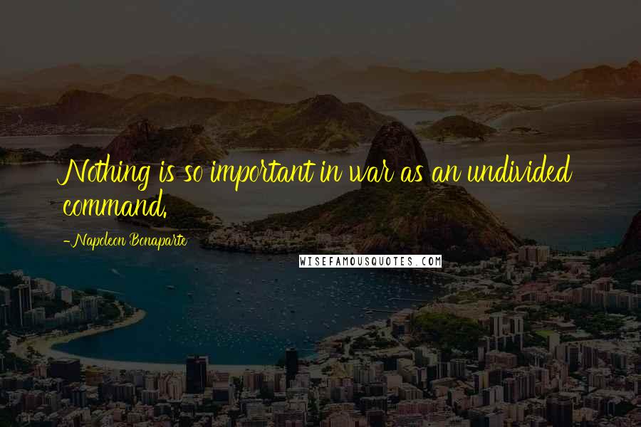 Napoleon Bonaparte Quotes: Nothing is so important in war as an undivided command.