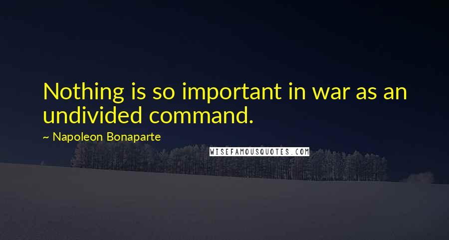 Napoleon Bonaparte Quotes: Nothing is so important in war as an undivided command.