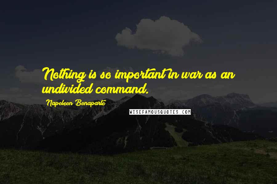 Napoleon Bonaparte Quotes: Nothing is so important in war as an undivided command.