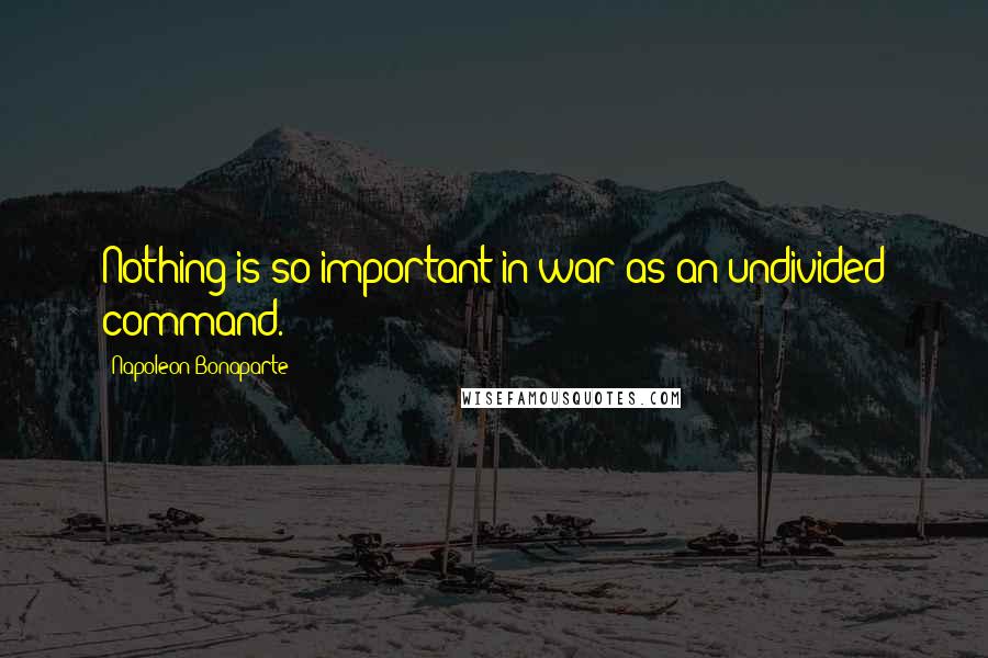 Napoleon Bonaparte Quotes: Nothing is so important in war as an undivided command.
