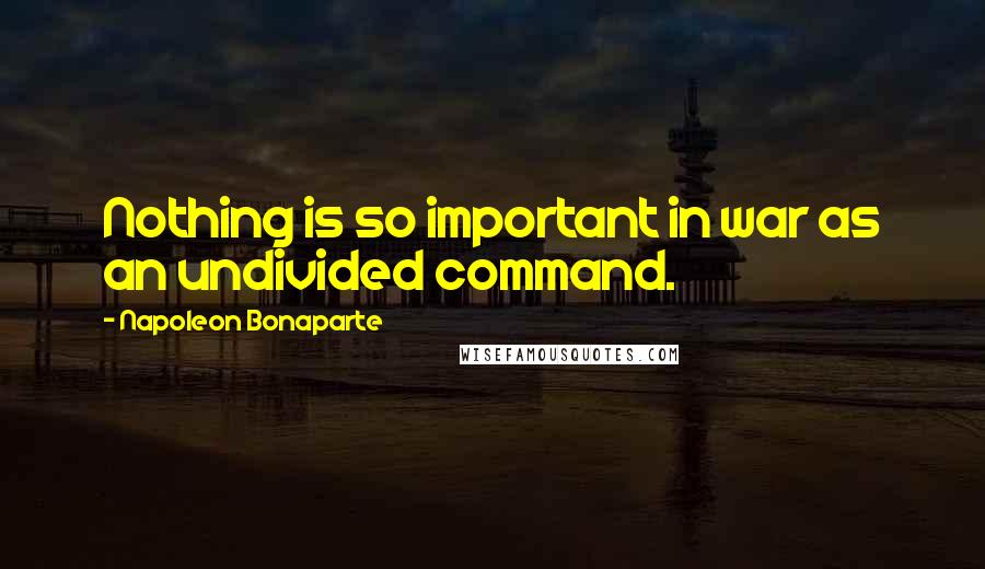 Napoleon Bonaparte Quotes: Nothing is so important in war as an undivided command.