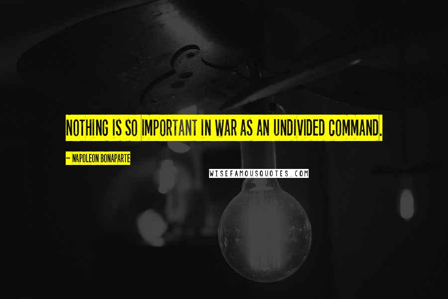 Napoleon Bonaparte Quotes: Nothing is so important in war as an undivided command.