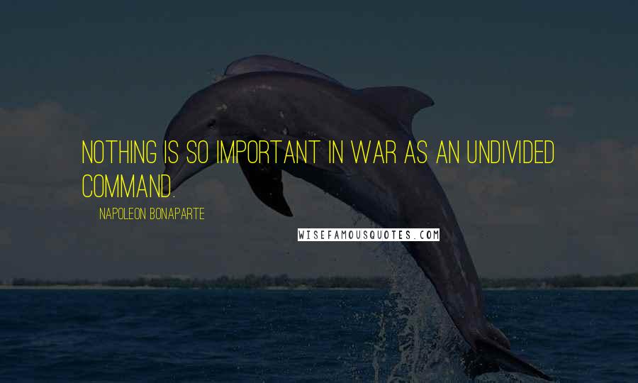 Napoleon Bonaparte Quotes: Nothing is so important in war as an undivided command.