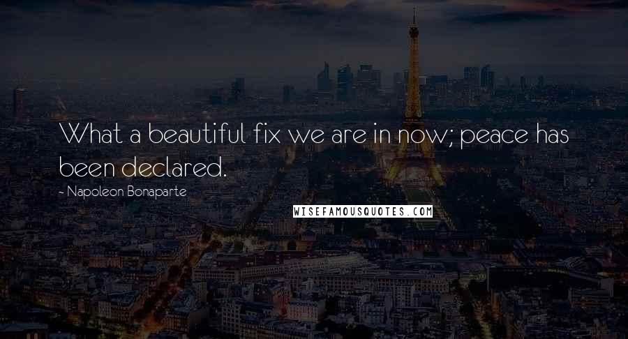 Napoleon Bonaparte Quotes: What a beautiful fix we are in now; peace has been declared.