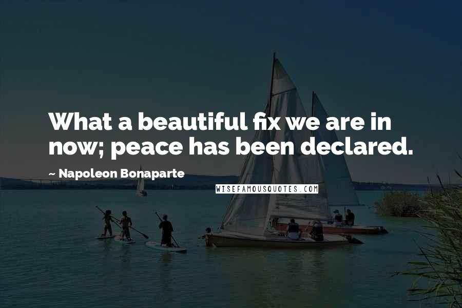 Napoleon Bonaparte Quotes: What a beautiful fix we are in now; peace has been declared.