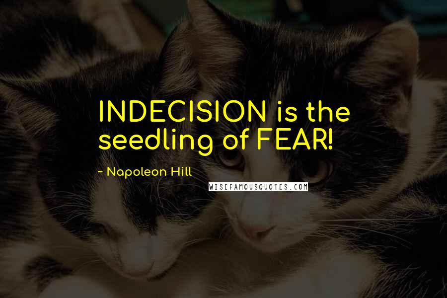 Napoleon Hill Quotes: INDECISION is the seedling of FEAR!