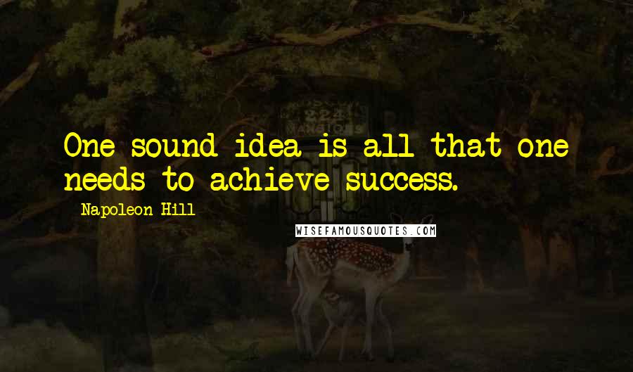 Napoleon Hill Quotes: One sound idea is all that one needs to achieve success.