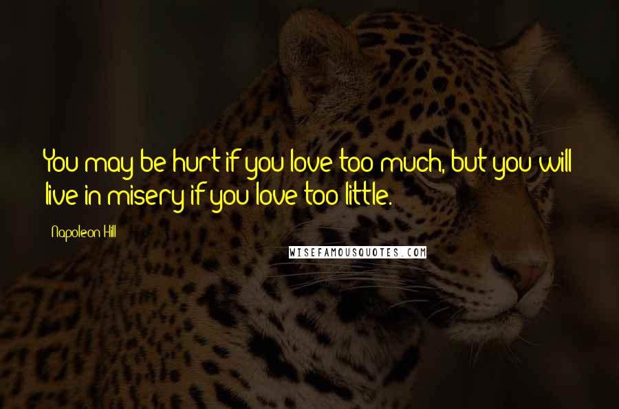 Napoleon Hill Quotes: You may be hurt if you love too much, but you will live in misery if you love too little.
