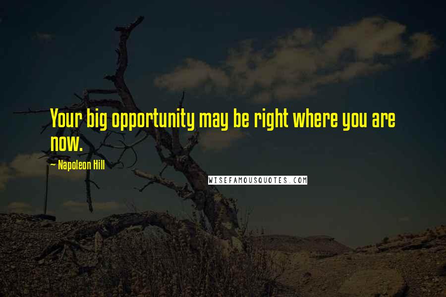 Napoleon Hill Quotes: Your big opportunity may be right where you are now.