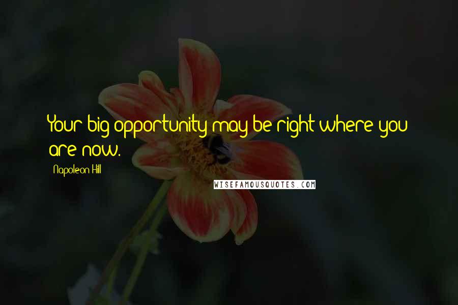 Napoleon Hill Quotes: Your big opportunity may be right where you are now.