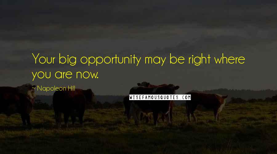 Napoleon Hill Quotes: Your big opportunity may be right where you are now.
