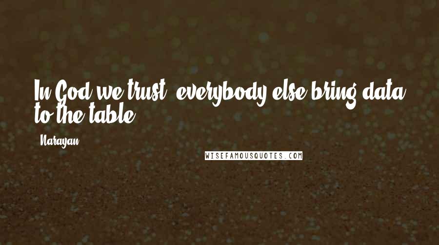 Narayan Quotes: In God we trust, everybody else bring data to the table.