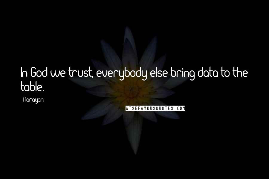 Narayan Quotes: In God we trust, everybody else bring data to the table.