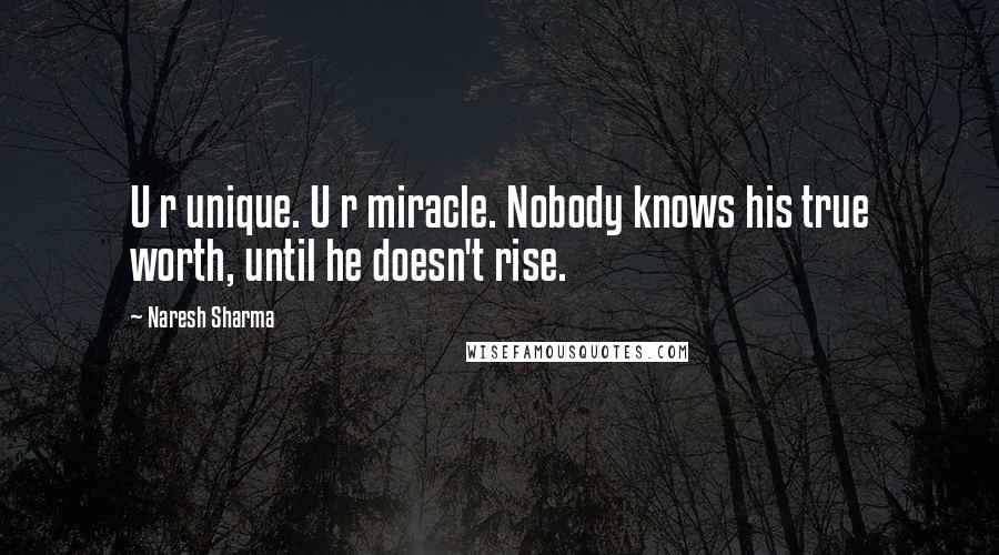 Naresh Sharma Quotes: U r unique. U r miracle. Nobody knows his true worth, until he doesn't rise.