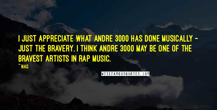 Nas Quotes: I just appreciate what Andre 3000 has done musically - just the bravery. I think Andre 3000 may be one of the bravest artists in rap music.