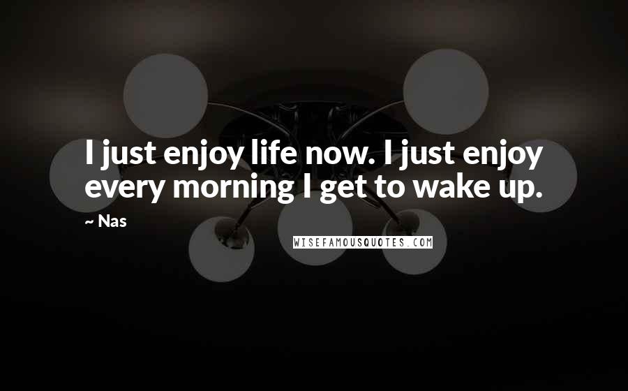 Nas Quotes: I just enjoy life now. I just enjoy every morning I get to wake up.