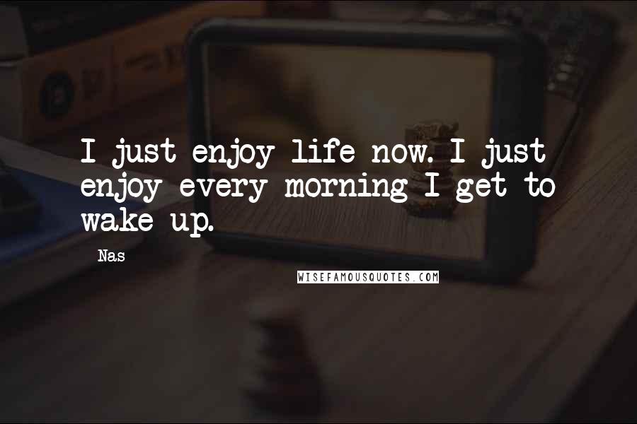 Nas Quotes: I just enjoy life now. I just enjoy every morning I get to wake up.