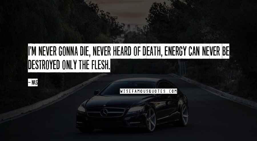 Nas Quotes: I'm never gonna die, never heard of death, energy can never be destroyed only the flesh.
