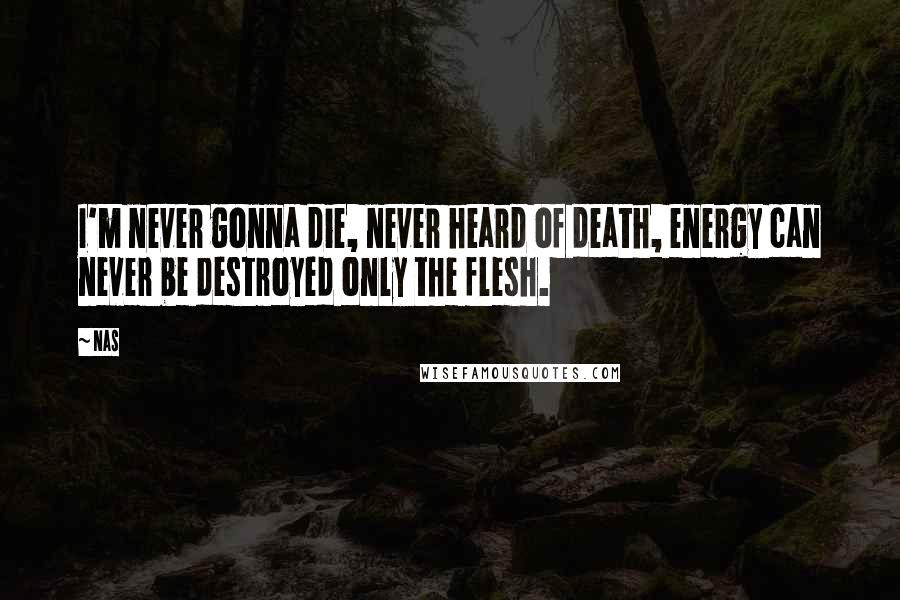 Nas Quotes: I'm never gonna die, never heard of death, energy can never be destroyed only the flesh.