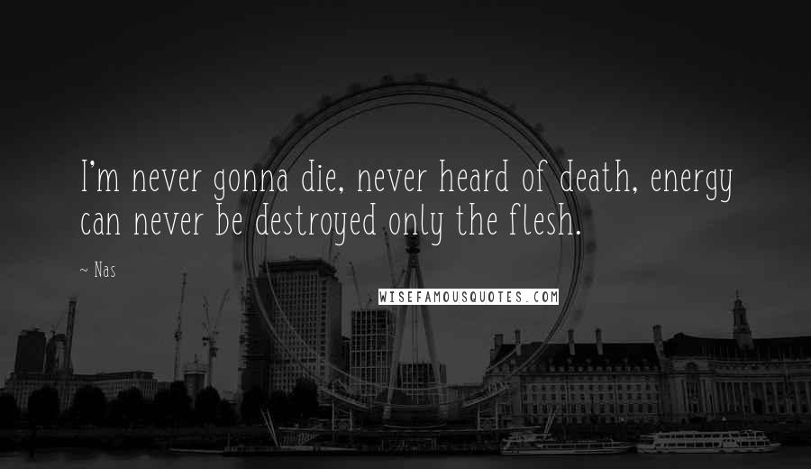 Nas Quotes: I'm never gonna die, never heard of death, energy can never be destroyed only the flesh.