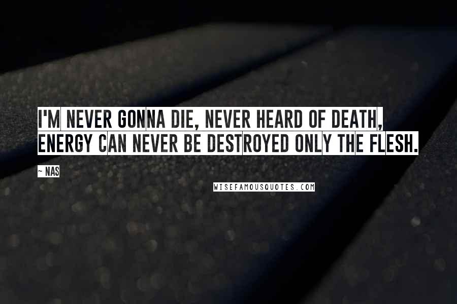 Nas Quotes: I'm never gonna die, never heard of death, energy can never be destroyed only the flesh.