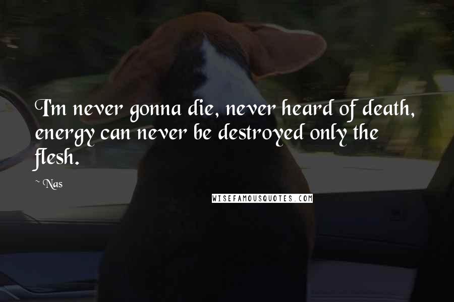 Nas Quotes: I'm never gonna die, never heard of death, energy can never be destroyed only the flesh.
