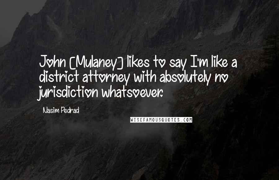 Nasim Pedrad Quotes: John [Mulaney] likes to say I'm like a district attorney with absolutely no jurisdiction whatsoever.
