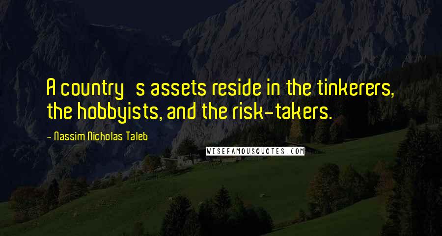 Nassim Nicholas Taleb Quotes: A country's assets reside in the tinkerers, the hobbyists, and the risk-takers.