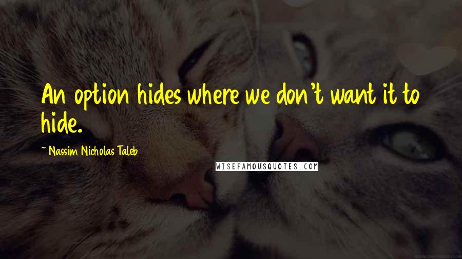 Nassim Nicholas Taleb Quotes: An option hides where we don't want it to hide.