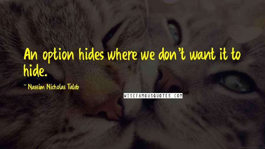 Nassim Nicholas Taleb Quotes: An option hides where we don't want it to hide.