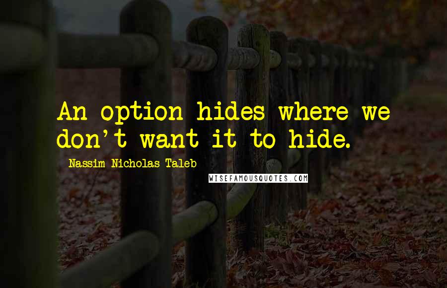 Nassim Nicholas Taleb Quotes: An option hides where we don't want it to hide.